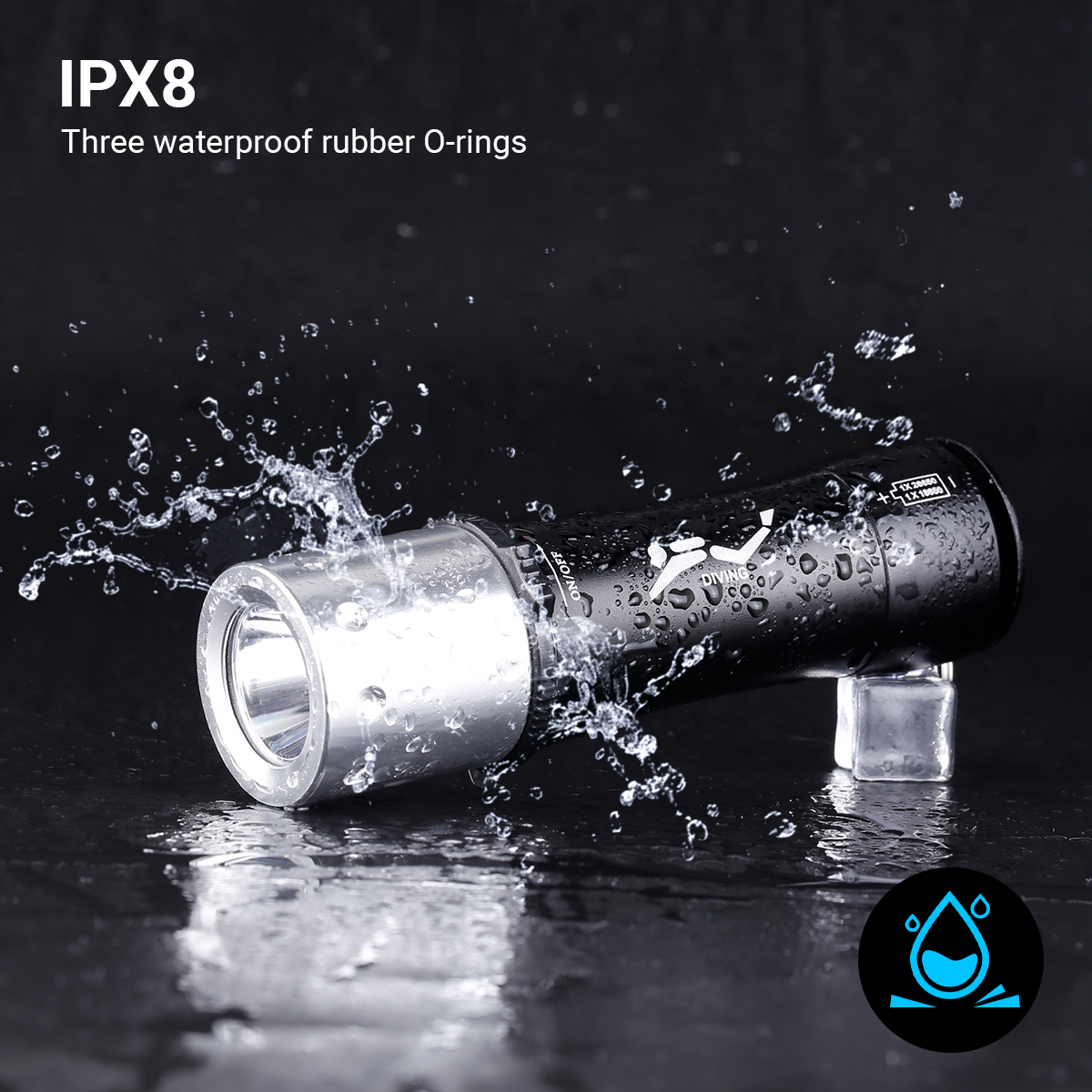 HeCloud Scuba Diving Flashlight IPX8 Underwater for Diving Snorkeling