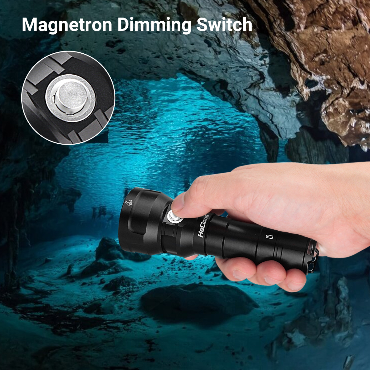 HCF1187 Diving Scuba Flashlight 2000LM Underwater 492ft with Rechargeable Battery for Diving