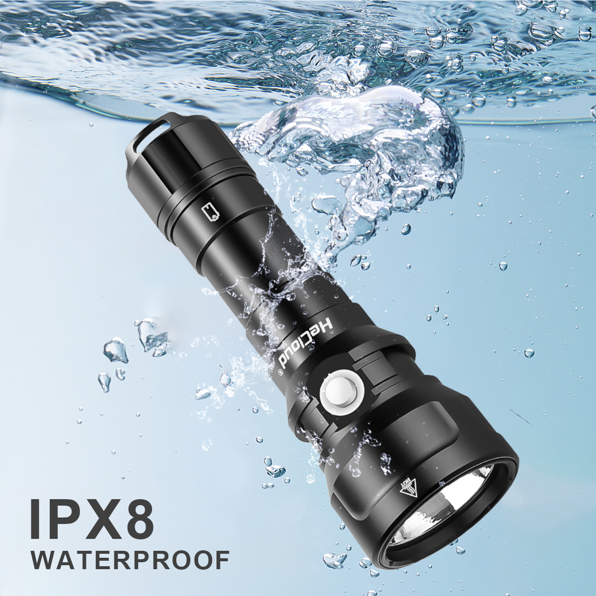 HCF1187 Diving Scuba Flashlight 2000LM Underwater 492ft with Rechargeable Battery for Diving