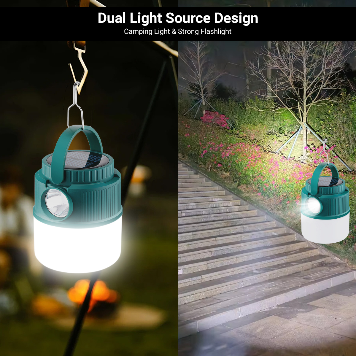 Lekaufen LED Solar Camping Lantern USB Rechargeable IPX4 Waterproof Tent Light