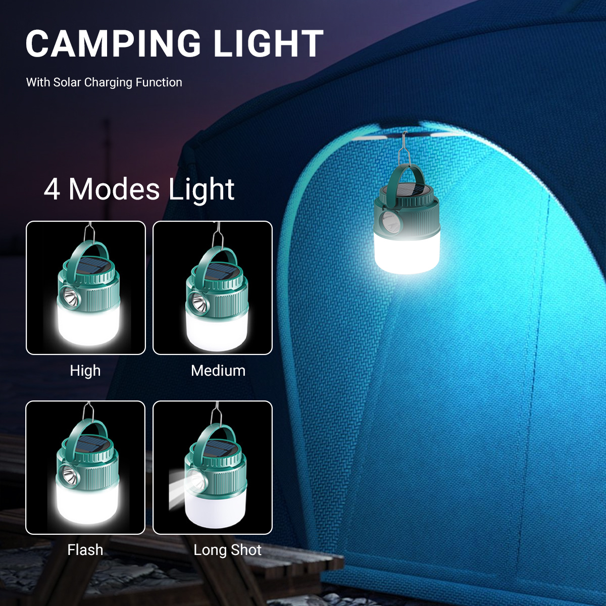 Lekaufen LED Solar Camping Lantern USB Rechargeable IPX4 Waterproof Tent Light