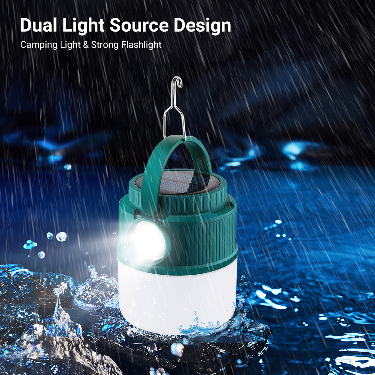 Lekaufen LED Solar Camping Lantern USB Rechargeable IPX4 Waterproof Tent Light