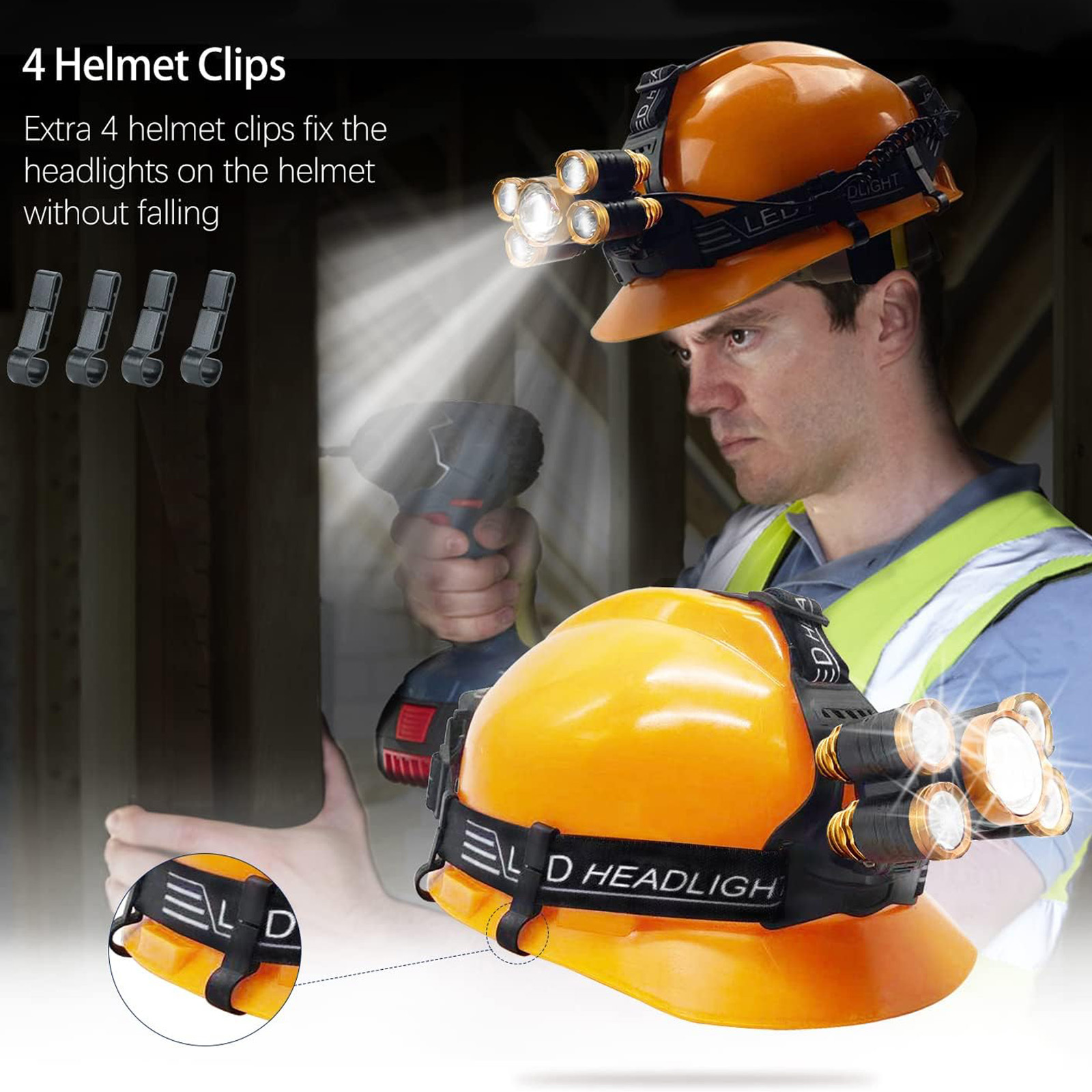 Adjustable Beam Outdoor Headlamp with Zoom Focus, Red Rear Light & 4 Lighting Modes