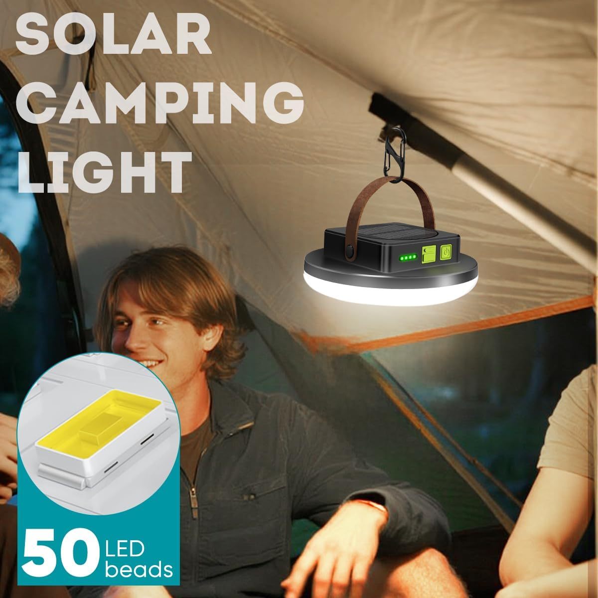 Lekaufen Portable Solar Tent Light with Hanging Hook 4500LM for Camping Hiking Emergency Lamp