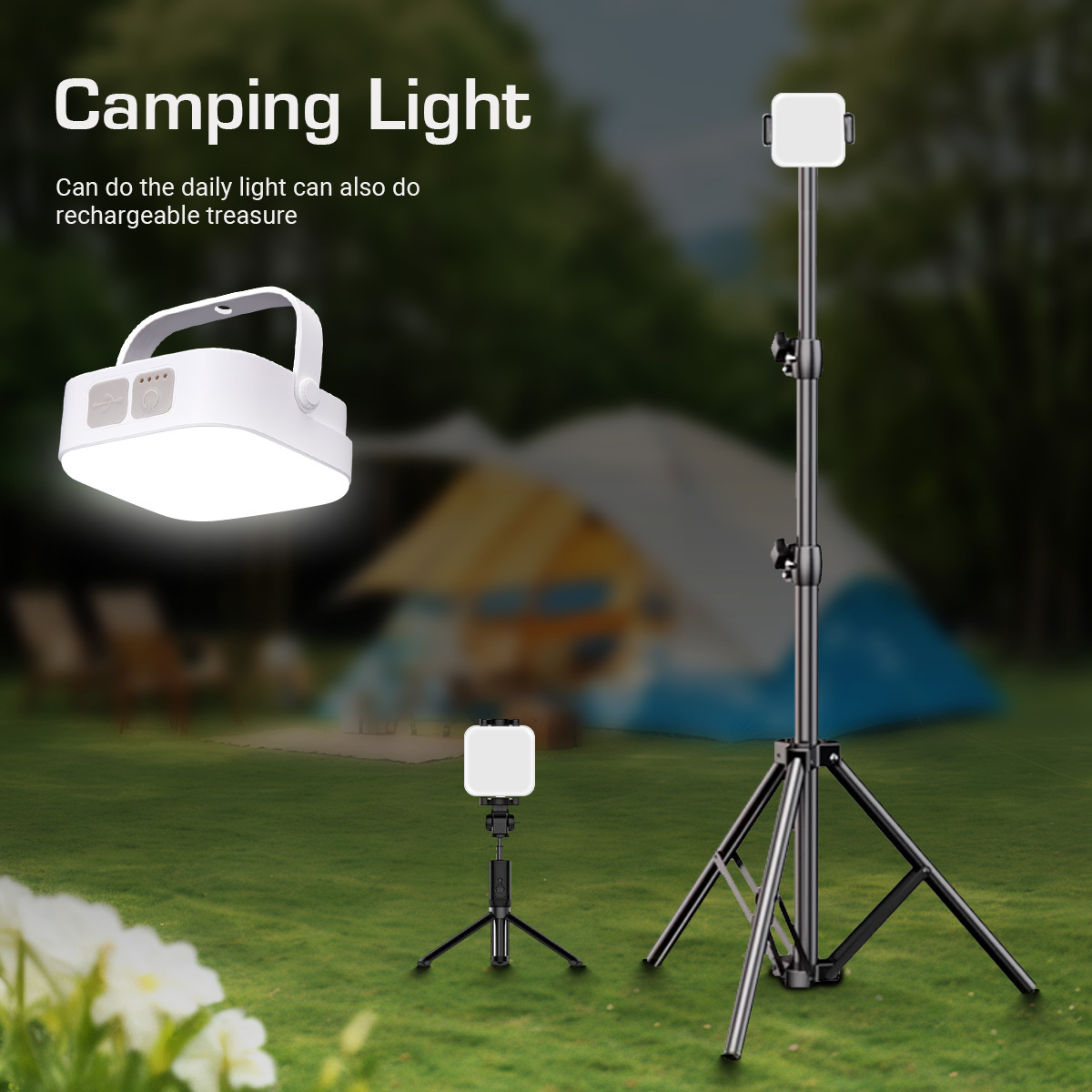 Lekaufen Solar Camping Light with 64 LEDs 3600mAh Battery and USB Output