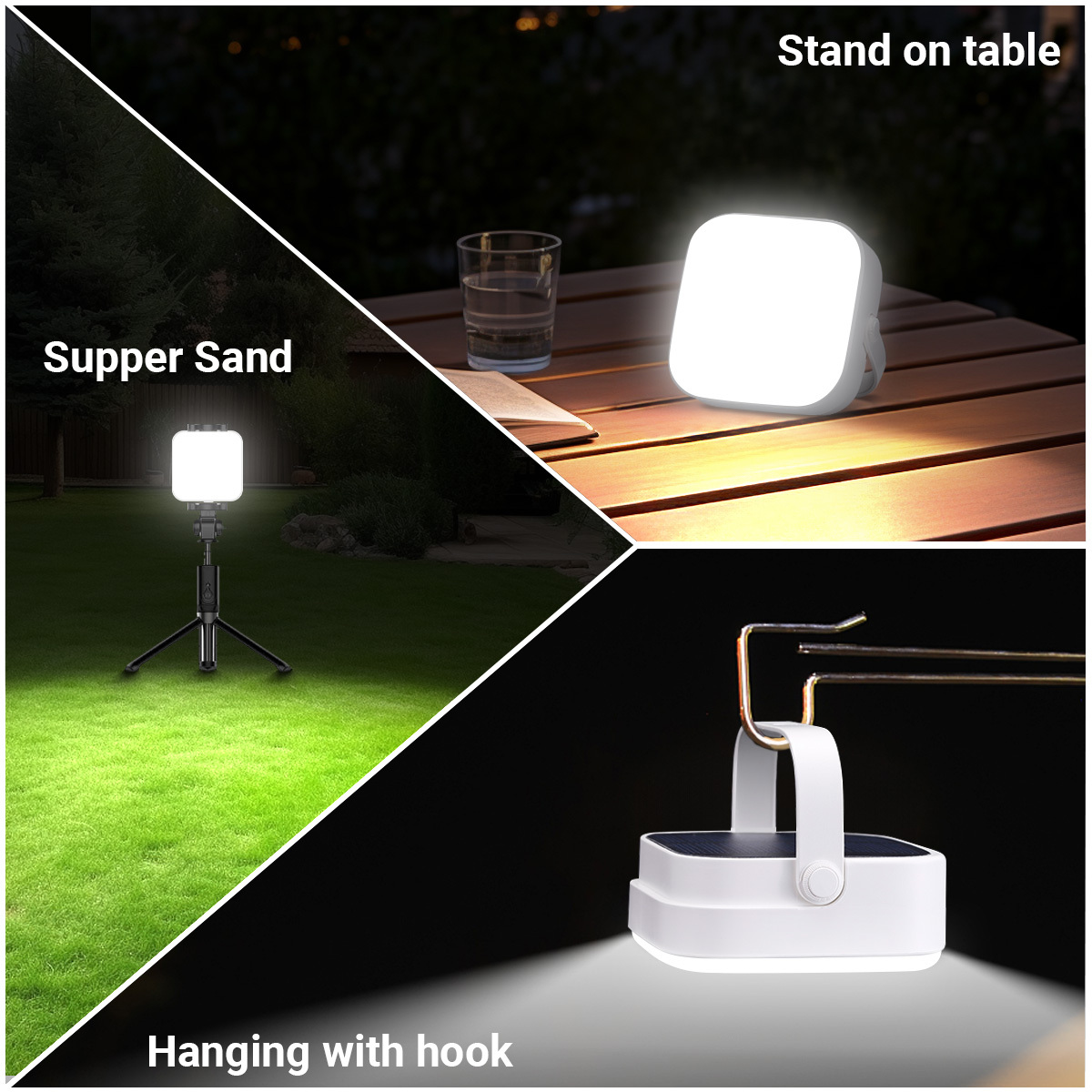Lekaufen Solar Camping Light with 64 LEDs 3600mAh Battery and USB Output