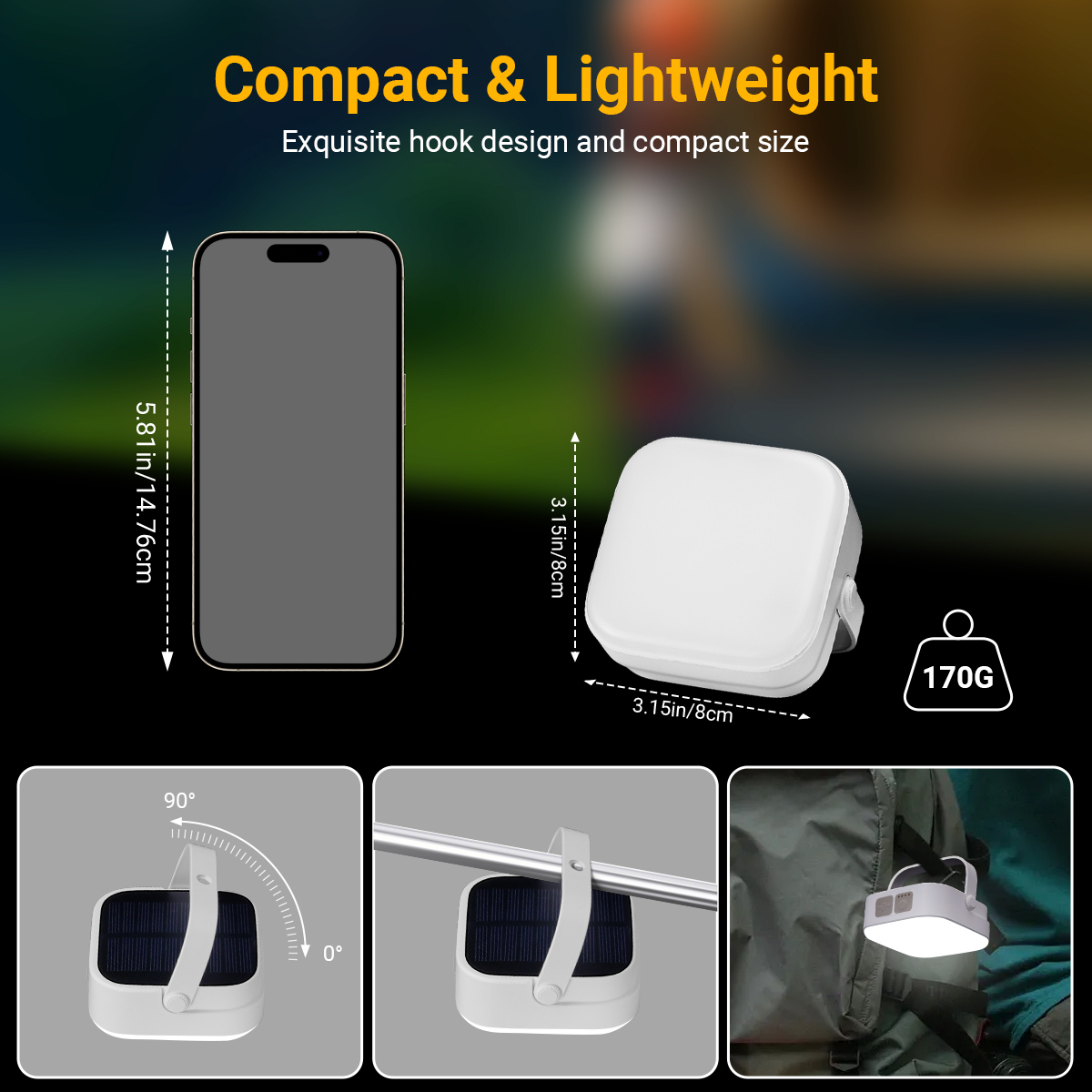Lekaufen Solar Camping Light with 64 LEDs 3600mAh Battery and USB Output
