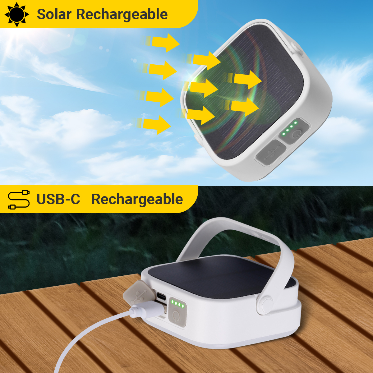 Lekaufen Solar Camping Light with 64 LEDs 3600mAh Battery and USB Output