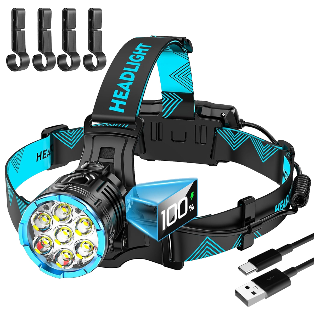 Rechargeable Motion Sensor Headlamp with Adjustable Beam & Power Bank Function
