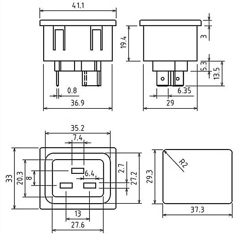 C19 AC power female connector