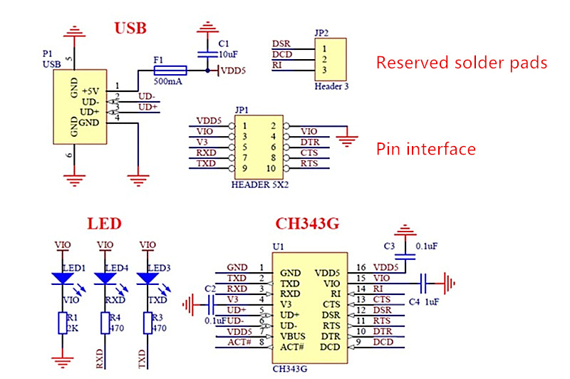 CH343G6T USB to TTL High-Speed ​​Serial Port Module