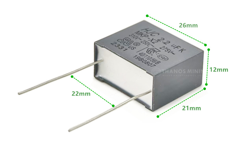 HJC Safety Capacitor Polyester MKP-X2 2.2uF 275V 310V 250V