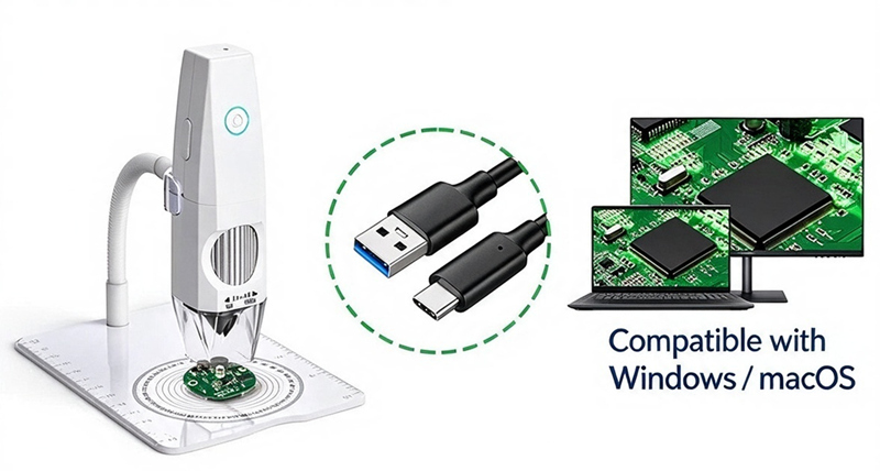 Industrial Grade Compact Wi-Fi Digital Microscope (50x–1000x)