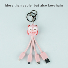 Pink Owl 3 In 1 Charging Cable