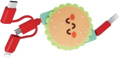 Cute Hamburger 3 In 1 Retractable Charging Cable