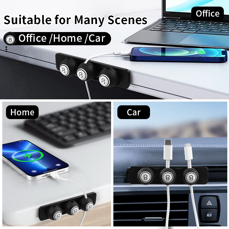Tiktok Hot Sale Billiards Shape Desktop Management Cable Clip Cord Holder Multipurpose Magnetic Cable Organizer