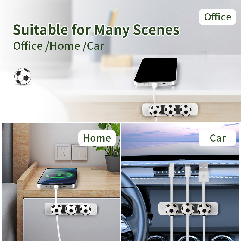 Novelty Item Home Office Desktop Magnet Cable Clip PVC USB Cord Holder Sport Basketball Magnetic Cable Organizer