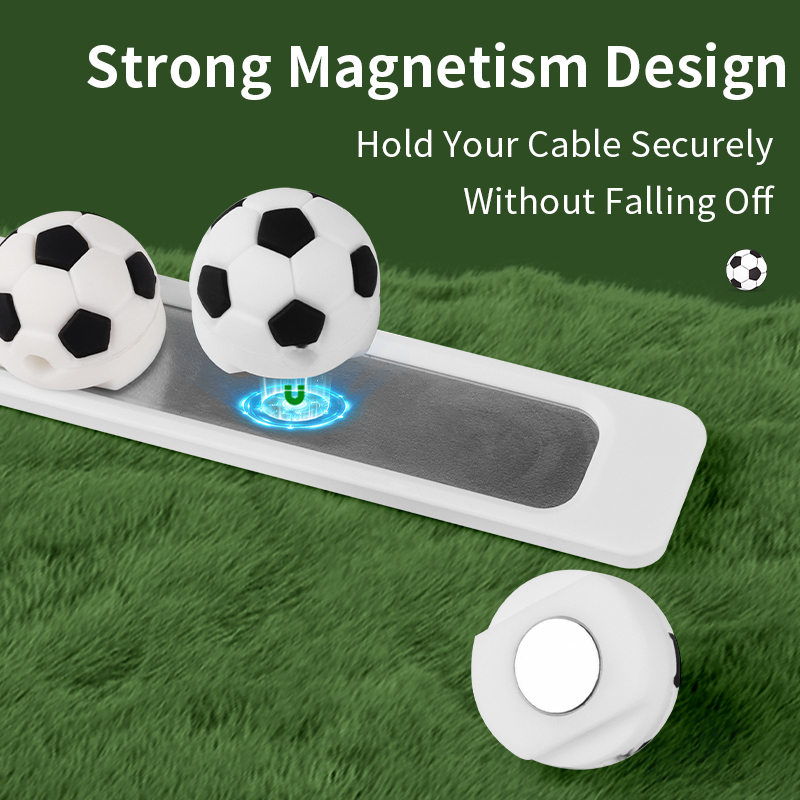 Novelty Item Home Office Desktop Magnet Cable Clip PVC USB Cord Holder Sport Basketball Magnetic Cable Organizer