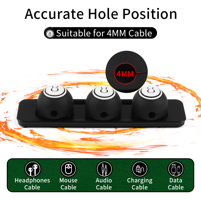 Tiktok Hot Sale Billiards Shape Desktop Management Cable Clip Cord Holder Multipurpose Magnetic Cable Organizer