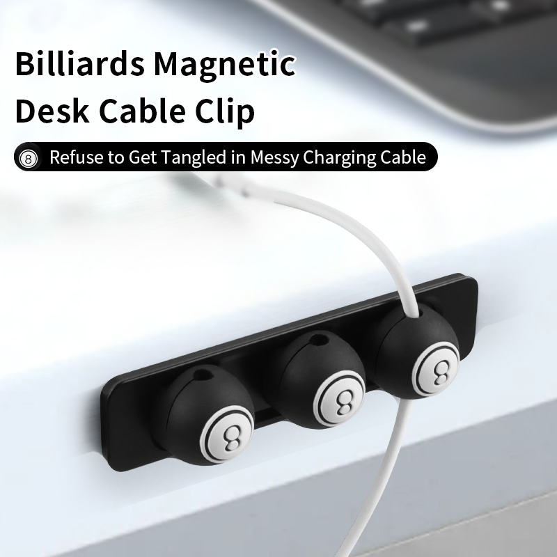 Tiktok Hot Sale Billiards Shape Desktop Management Cable Clip Cord Holder Multipurpose Magnetic Cable Organizer