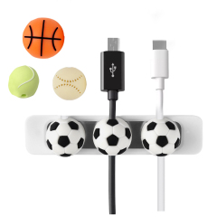 Novelty Item Home Office Desktop Magnet Cable Clip PVC USB Cord Holder Sport Basketball Magnetic Cable Organizer
