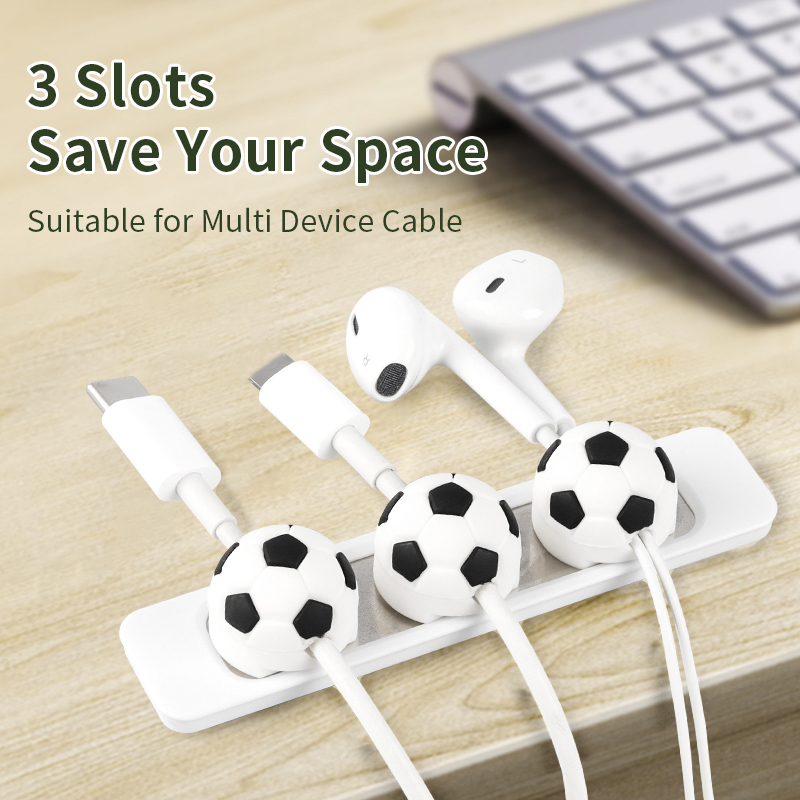 Novelty Item Home Office Desktop Magnet Cable Clip PVC USB Cord Holder Sport Basketball Magnetic Cable Organizer