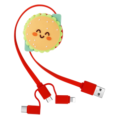 Cute Hamburger 3 In 1 Retractable Charging Cable