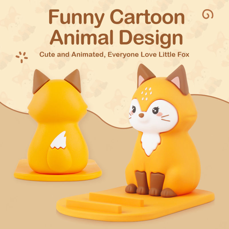 Desktop Cartoon Animal Yellow Fox Phone Holder Animal Fox Adjustable Cute Phone Holder