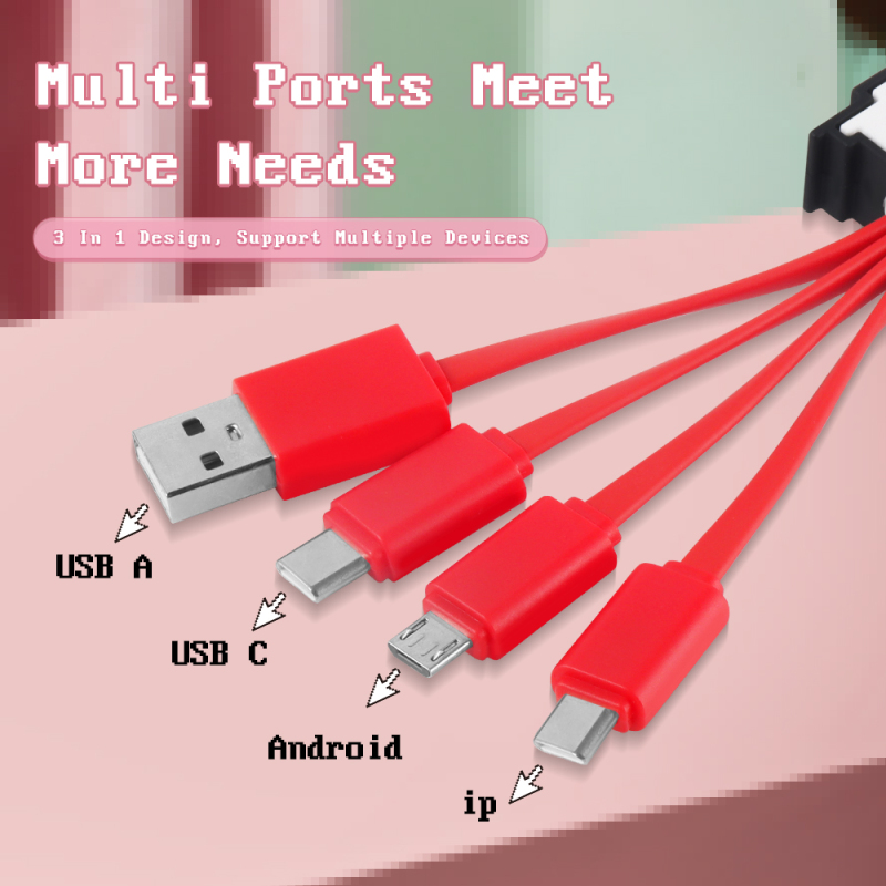 Unique Ok Shape Pixel Dialog Box 4 in 1 Charging Cable Universal Multi Mobile Phone USB 4 in 1 Charging Cable