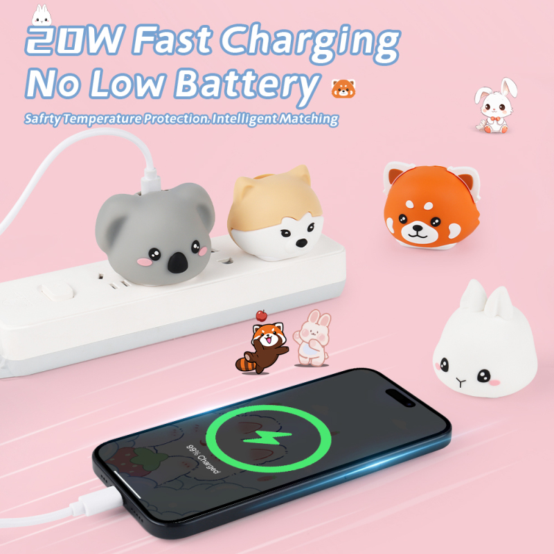 Personalized Custom Cute Fox Wall Charger 20W 30W Animal Power Adapter Travel Portable Cell Phone Fast Wall Charger