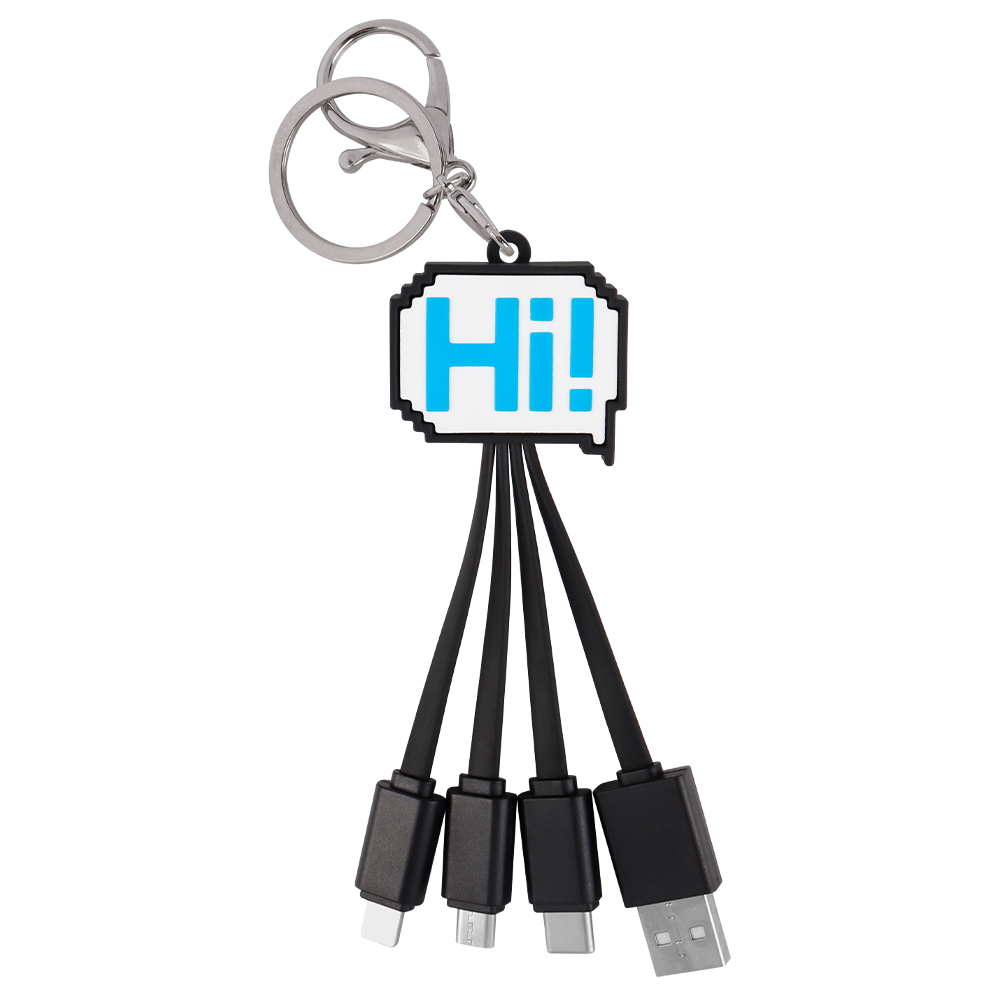 Unique Ok Shape Pixel Dialog Box 4 in 1 Charging Cable Universal Multi Mobile Phone USB 4 in 1 Charging Cable