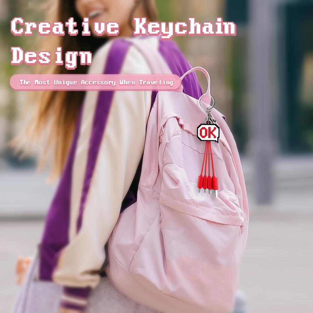 Unique Ok Shape Pixel Dialog Box 4 in 1 Charging Cable Universal Multi Mobile Phone USB 4 in 1 Charging Cable