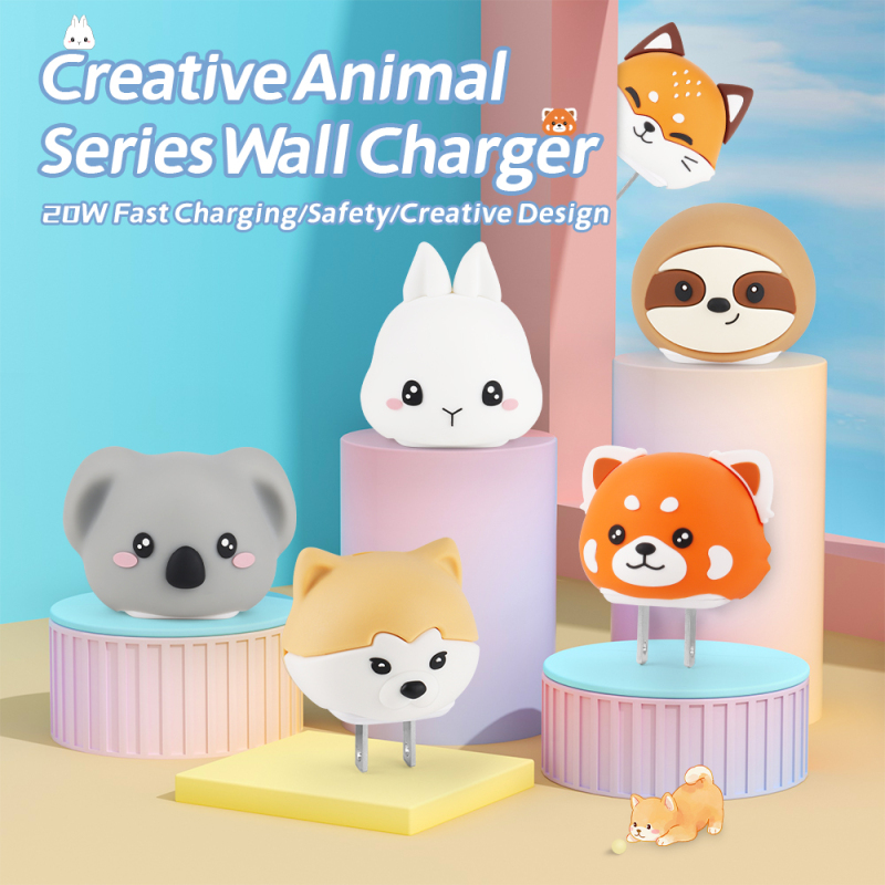 Personalized Custom Cute Fox Wall Charger 20W 30W Animal Power Adapter Travel Portable Cell Phone Fast Wall Charger