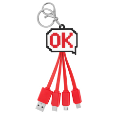 Unique Ok Shape Pixel Dialog Box 4 in 1 Charging Cable Universal Multi Mobile Phone USB 4 in 1 Charging Cable