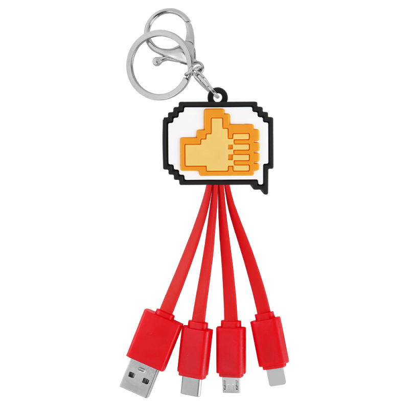 Unique Ok Shape Pixel Dialog Box 4 in 1 Charging Cable Universal Multi Mobile Phone USB 4 in 1 Charging Cable