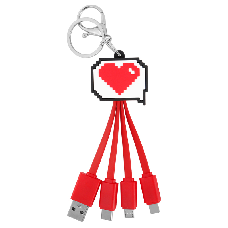 Unique Ok Shape Pixel Dialog Box 4 in 1 Charging Cable Universal Multi Mobile Phone USB 4 in 1 Charging Cable