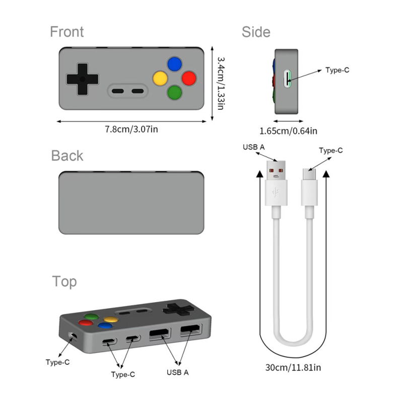 Novelty Desktop Game Console USB HUB Computer Docking Station 2.0 Data Transfer 4 Port Type C USB HUB
