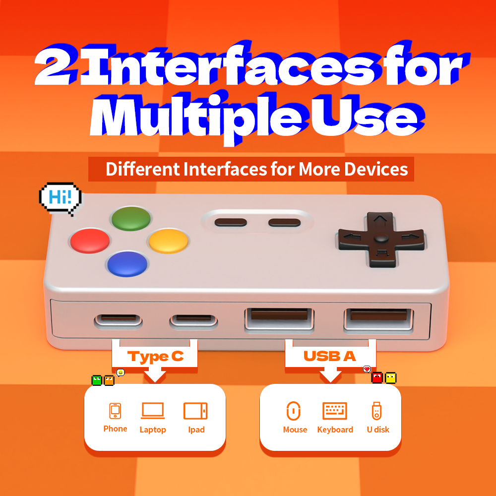 Novelty Desktop Game Console USB HUB Computer Docking Station 2.0 Data Transfer 4 Port Type C USB HUB