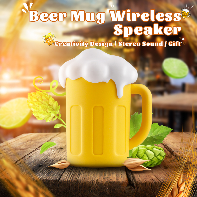 Oktoberfest Hot Sale Beer Mug Speaker Outdoor Mini Portable Wireless Speaker Gift for Beer Lovers