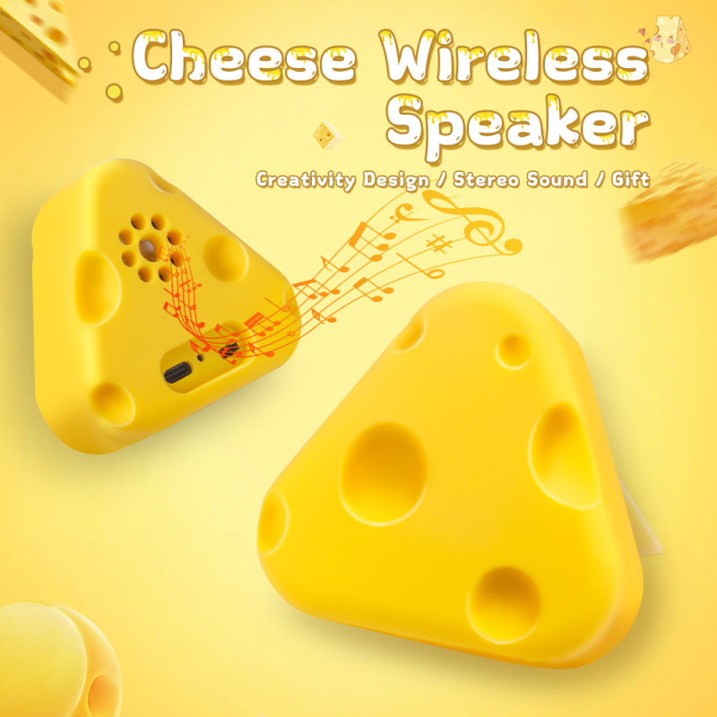 Perfect for Gift Cute Cheese Wireless Bluetooth Speaker HD Bass Outdoor Portable Mini TWS Wireless Bluetooth Speaker