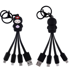 Korean Souvenir Cute Girl Keychain Multi Charging Cable Jeju Island Haenyeo Sea Girl Design Phone USB 3 in 1 Charging Cable