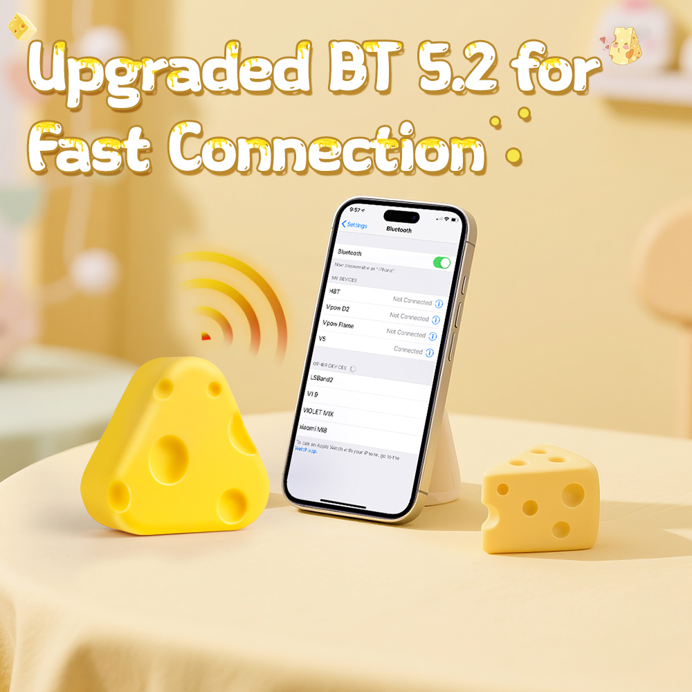 Perfect for Gift Cute Cheese Wireless Bluetooth Speaker HD Bass Outdoor Portable Mini TWS Wireless Bluetooth Speaker