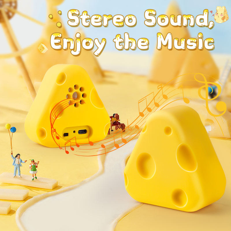 Perfect for Gift Cute Cheese Wireless Bluetooth Speaker HD Bass Outdoor Portable Mini TWS Wireless Bluetooth Speaker