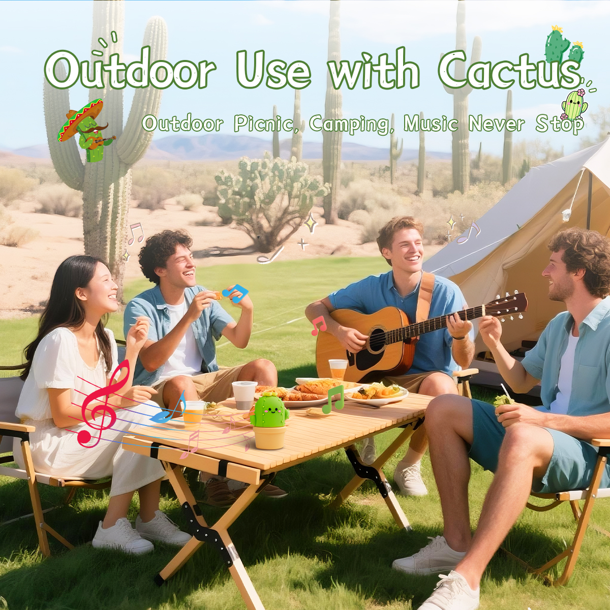 Creativity Gift Idea Cute Cactus Wireless Speaker Teens Cartoon Home Desktop Decor Portable Outdoor Mini Wireless Bluetooth Speaker