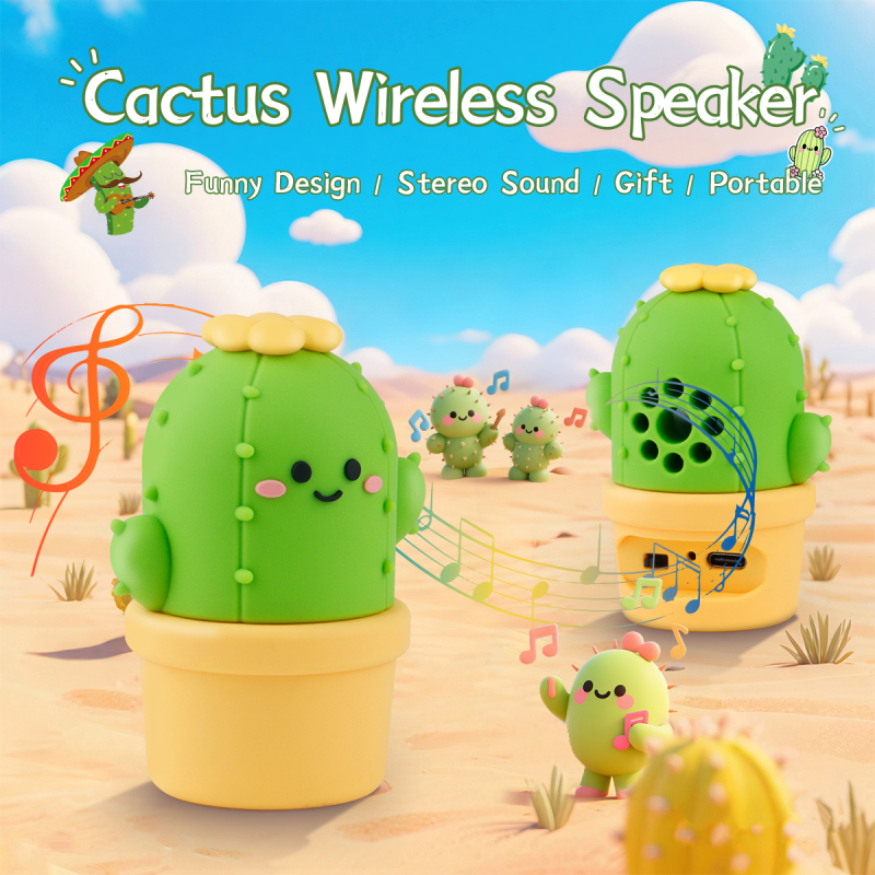 Creativity Gift Idea Cute Cactus Wireless Speaker Teens Cartoon Home Desktop Decor Portable Outdoor Mini Wireless Bluetooth Speaker