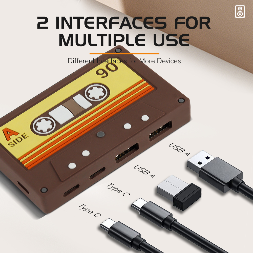 New Design Retro Tape Type C USB HUB 4 Port Laptop Docking Station Multi Ports USB Type C HUB
