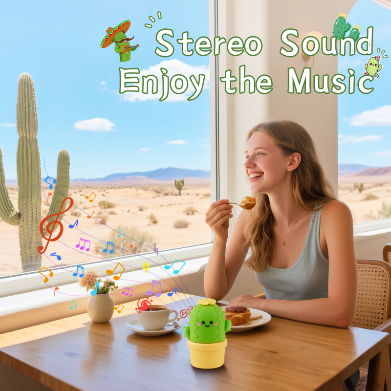 Creativity Gift Idea Cute Cactus Wireless Speaker Teens Cartoon Home Desktop Decor Portable Outdoor Mini Wireless Bluetooth Speaker