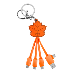 Promotion Gift Maple Leaf Multi Charging Cable Phone Charger 2.4A TPE Cord Unique Keychain 4 in 1 Charging Cable