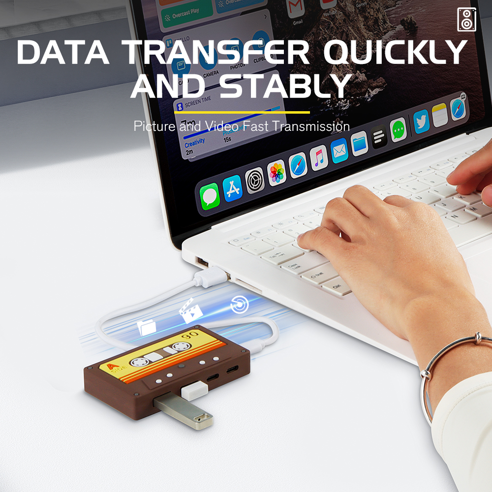New Design Retro Tape Type C USB HUB 4 Port Laptop Docking Station Multi Ports USB Type C HUB