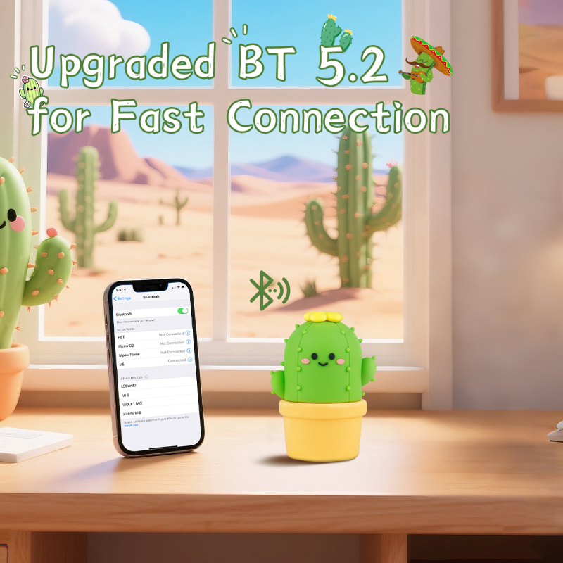 Creativity Gift Idea Cute Cactus Wireless Speaker Teens Cartoon Home Desktop Decor Portable Outdoor Mini Wireless Bluetooth Speaker